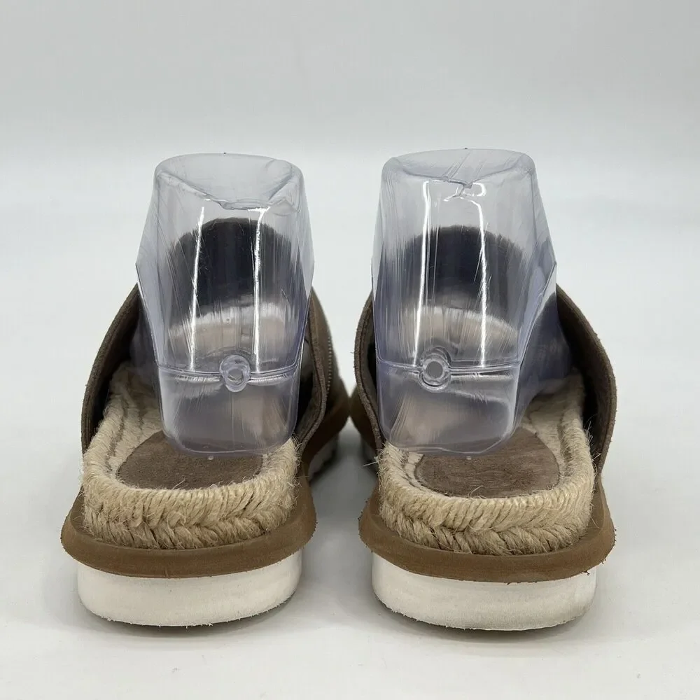 Peserico Tan Leather Espadrille Slide‎ Platform Sandals Women’s 7